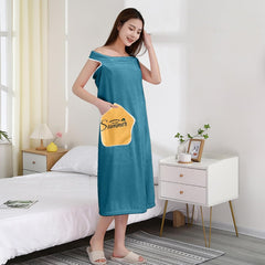 HOUSSE Wearable Spa Bath Towel for Women | Soft, Cozy Wrap with Snap Closure | 110 x 140 cm (Peacock)