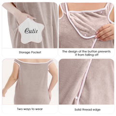 HOUSSE Wearable Spa Bath Towel for Women | Soft, Cozy Wrap with Snap Closure | 110 x 140 cms