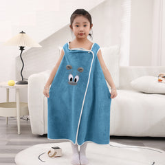 HOUSSE Cat Face Bath Dress for Kids 350 GSM – Wearable Spa Bathdress (65×110 cm) Soft Absorbent Quick-Dry Wrapped Bath Dress for Girls Age (7-9 Years) Gift for Daughter- Ivory Sand