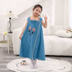 HOUSSE Cat Face Bath Dress for Kids 350 GSM – Wearable Spa Bathdress (65×110 cm) Soft Absorbent Quick-Dry Wrapped Bath Dress for Girls Age (7-9 Years) Gift for Daughter- Ivory Sand