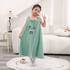 HOUSSE Cat Face Bath Dress for Kids 350 GSM – Wearable Spa Bathdress (65×110 cm) Soft Absorbent Quick-Dry Wrapped Bath Dress for Girls Age (7-9 Years) Gift for Daughter- Ivory Sand