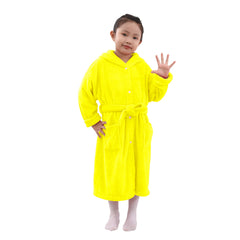 HOUSSE Bunny Kids Unisex Coral Fleece Hooded Bathrobe| 360 GSM Soft, Thick with Hoodie And Belt & Cute Ears | Highly Absorbent, Lightweight & Warm | 75 cm | 08-12 Years