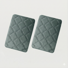 HOUSSE Microfiber Pure Comfort 300 GSM Flannel +15MM Memory Form +3D Striped Mesh Bath Mats, Non-Slip, Quick Absorbent, 40 x 60 cm Rugs,Floor Mats | Versatile Usage. (Set of 2)