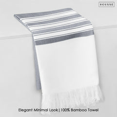 HOUSSE Bold Stripe 100% Bamboo Extra Large Bath Towel | Ultra Soft, Absorbent, Light Weight, & Quick Dry Towel for Bath, Travel, Gym, Beach, Pool, and Yoga | 80 X 160 cms