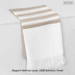 HOUSSE Bold Stripe 100% Bamboo Extra Large Bath Towel | Ultra Soft, Absorbent, Light Weight, & Quick Dry Towel for Bath, Travel, Gym, Beach, Pool, and Yoga | 80 X 160 cms