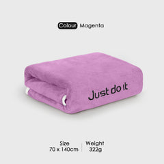HOUSSE Premium Soft Microfiber Embroidery Bath Towel for Men, Women & Kids, 70x140cm Absorbent Quick-Drying Sweat Towel, 350 GSM Ideal for Gym, Beach, Outdoor