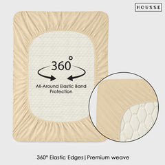 HOUSSE Water Proof Terry Cotton Feel Mattress Protector | Ultra Soft Breathable & Hypoallergenic Fitted Bed |