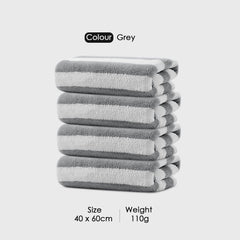 HOUSSE Microfiber Blaze Hand Towel for Women & Men | Quick Dry | Ultra Absorbent |Perfect for Bathroom |Sports | Travel | Ideal for Workout | Spa| Beach | Fitness | 360 GSM (Grey, 40x60)