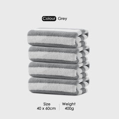 HOUSSE Microfiber Blaze Hand Towel for Women & Men | Quick Dry | Ultra Absorbent |Perfect for Bathroom |Sports | Travel | Ideal for Workout | Spa| Beach | Fitness | 360 GSM (Grey, 40x60)