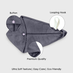 HOUSSE Microfibre Head Towels | 450 GSM High Absorbent Hair Wrap with Adjustable Buttons for Girls | Super Soft & Quick Dry Wrap Towel for Hairs | Set of 2 |