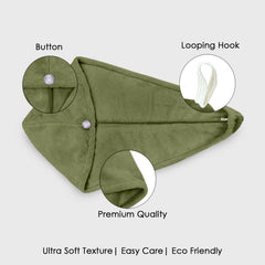 HOUSSE Microfibre Head Towels | 450 GSM High Absorbent Hair Wrap with Adjustable Buttons for Girls | Super Soft & Quick Dry Wrap Towel for Hairs | Set of 2 |