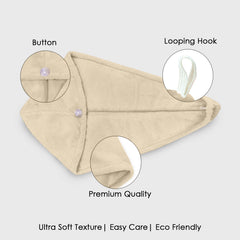 HOUSSE Microfibre Head Towels | 450 GSM High Absorbent Hair Wrap with Adjustable Buttons for Girls | Super Soft & Quick Dry Wrap Towel for Hairs |
