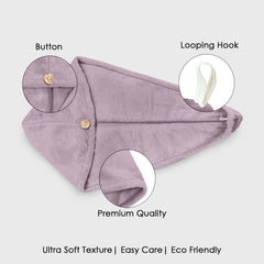 HOUSSE Microfibre Head Towels | 450 GSM High Absorbent Hair Wrap with Adjustable Buttons for Girls | Super Soft & Quick Dry Wrap Towel for Hairs |