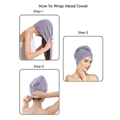 HOUSSE Microfibre Head Towels | 450 GSM High Absorbent Hair Wrap with Adjustable Buttons for Girls | Super Soft & Quick Dry Wrap Towel for Hairs | Set of 2 |