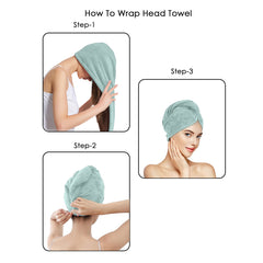 HOUSSE Microfibre Head Towels | 450 GSM High Absorbent Hair Wrap with Adjustable Buttons for Girls | Super Soft & Quick Dry Wrap Towel for Hairs | Set of 2 |