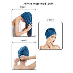 HOUSSE Microfibre Head Towels | 450 GSM High Absorbent Hair Wrap with Adjustable Buttons for Girls | Super Soft & Quick Dry Wrap Towel for Hairs |