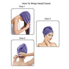 HOUSSE Microfibre Head Towels | 450 GSM High Absorbent Hair Wrap with Adjustable Buttons for Girls | Super Soft & Quick Dry Wrap Towel for Hairs |