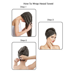 HOUSSE Microfibre Head Towels | 450 GSM High Absorbent Hair Wrap with Adjustable Buttons for Girls | Super Soft & Quick Dry Wrap Towel for Hairs |