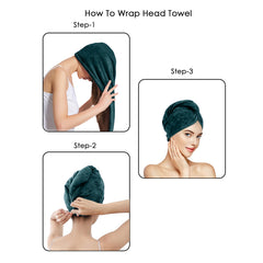 HOUSSE Microfibre Head Towels | 450 GSM High Absorbent Hair Wrap with Adjustable Buttons for Girls | Super Soft & Quick Dry Wrap Towel for Hairs |