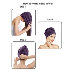 HOUSSE Microfibre Head Towels | 450 GSM High Absorbent Hair Wrap with Adjustable Buttons for Girls | Super Soft & Quick Dry Wrap Towel for Hairs |