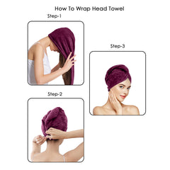 HOUSSE Microfibre Head Towels | 450 GSM High Absorbent Hair Wrap with Adjustable Buttons for Girls | Super Soft & Quick Dry Wrap Towel for Hairs |