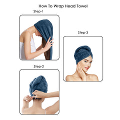HOUSSE Microfibre Head Towels | 450 GSM High Absorbent Hair Wrap with Adjustable Buttons for Girls | Super Soft & Quick Dry Wrap Towel for Hairs | Set of 2 |