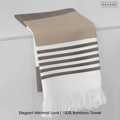 HOUSSE Bold Stripe 100% Bamboo Extra Large Bath Towel | Ultra Soft, Absorbent, Light Weight, & Quick Dry Towel for Bath, Travel, Gym, Beach, Pool, and Yoga | 80 X 160 cms