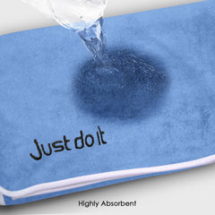 HOUSSE Premium Soft Microfiber Embroidery Bath Towel for Men, Women & Kids, 70x140cm Absorbent Quick-Drying Sweat Towel, 350 GSM Ideal for Gym, Beach, Outdoor