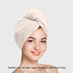 HOUSSE Microfibre Head Towels | 450 GSM High Absorbent Hair Wrap with Adjustable Buttons for Girls | Super Soft & Quick Dry Wrap Towel for Hairs | Set of 2 |