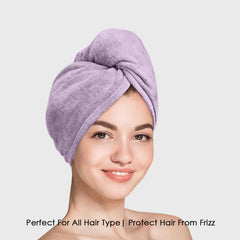 HOUSSE Microfibre Head Towels | 450 GSM High Absorbent Hair Wrap with Adjustable Buttons for Girls | Super Soft & Quick Dry Wrap Towel for Hairs | Set of 2 |