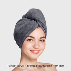 HOUSSE Microfibre Head Towels | 450 GSM High Absorbent Hair Wrap with Adjustable Buttons for Girls | Super Soft & Quick Dry Wrap Towel for Hairs |