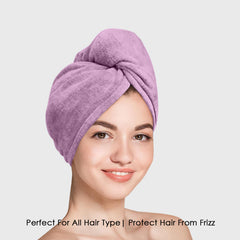 HOUSSE Microfibre Head Towels | 450 GSM High Absorbent Hair Wrap with Adjustable Buttons for Girls | Super Soft & Quick Dry Wrap Towel for Hairs | Set of 2 |