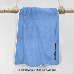 HOUSSE Premium Soft Microfiber Embroidery Bath Towel for Men, Women & Kids, 70x140cm Absorbent Quick-Drying Sweat Towel, 350 GSM Ideal for Gym, Beach, Outdoor
