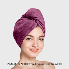 HOUSSE Microfibre Head Towels | 450 GSM High Absorbent Hair Wrap with Adjustable Buttons for Girls | Super Soft & Quick Dry Wrap Towel for Hairs |