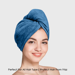 HOUSSE Microfibre Head Towels | 450 GSM High Absorbent Hair Wrap with Adjustable Buttons for Girls | Super Soft & Quick Dry Wrap Towel for Hairs |