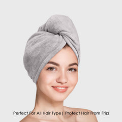 HOUSSE Microfibre Head Towels | 450 GSM High Absorbent Hair Wrap with Adjustable Buttons for Girls | Super Soft & Quick Dry Wrap Towel for Hairs | Set of 2 |