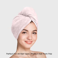 HOUSSE Microfibre Head Towels | 450 GSM High Absorbent Hair Wrap with Adjustable Buttons for Girls | Super Soft & Quick Dry Wrap Towel for Hairs | Set of 2 |
