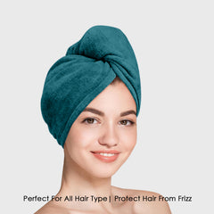 HOUSSE Microfibre Head Towels | 450 GSM High Absorbent Hair Wrap with Adjustable Buttons for Girls | Super Soft & Quick Dry Wrap Towel for Hairs | Set of 2 |