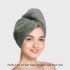 HOUSSE Microfibre Head Towels | 450 GSM High Absorbent Hair Wrap with Adjustable Buttons for Girls | Super Soft & Quick Dry Wrap Towel for Hairs | Set of 2 |