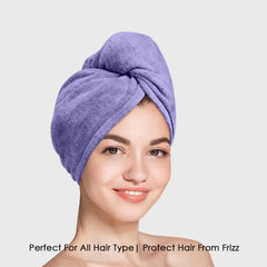 HOUSSE Microfibre Head Towels | 450 GSM High Absorbent Hair Wrap with Adjustable Buttons for Girls | Super Soft & Quick Dry Wrap Towel for Hairs |
