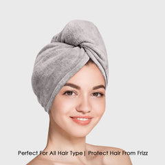 HOUSSE Microfibre Head Towels | 450 GSM High Absorbent Hair Wrap with Adjustable Buttons for Girls | Super Soft & Quick Dry Wrap Towel for Hairs | Set of 2 |