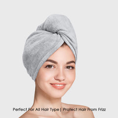 HOUSSE Microfibre Head Towels | 450 GSM High Absorbent Hair Wrap with Adjustable Buttons for Girls | Super Soft & Quick Dry Wrap Towel for Hairs |