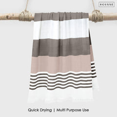 HOUSSE Bold Stripe 100% Bamboo Extra Large Bath Towel | Ultra Soft, Absorbent, Light Weight, & Quick Dry Towel for Bath, Travel, Gym, Beach, Pool, and Yoga | 80 X 160 cms