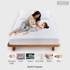HOUSSE Water Proof Terry Cotton Feel Mattress Protector | Ultra Soft Breathable & Hypoallergenic Fitted Bed |