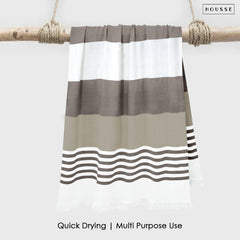 HOUSSE Bold Stripe 100% Bamboo Extra Large Bath Towel | Ultra Soft, Absorbent, Light Weight, & Quick Dry Towel for Bath, Travel, Gym, Beach, Pool, and Yoga | 80 X 160 cms