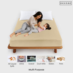 HOUSSE Water Proof Terry Cotton Feel Mattress Protector | Ultra Soft Breathable & Hypoallergenic Fitted Bed |