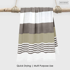 HOUSSE Bold Stripe 100% Bamboo Extra Large Bath Towel | Ultra Soft, Absorbent, Light Weight, & Quick Dry Towel for Bath, Travel, Gym, Beach, Pool, and Yoga | 80 X 160 cms