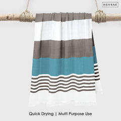 HOUSSE Bold Stripe 100% Bamboo Extra Large Bath Towel | Ultra Soft, Absorbent, Light Weight, & Quick Dry Towel for Bath, Travel, Gym, Beach, Pool, and Yoga | 80 X 160 cms
