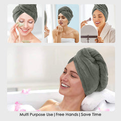 HOUSSE Microfibre Head Towels | 450 GSM High Absorbent Hair Wrap with Adjustable Buttons for Girls | Super Soft & Quick Dry Wrap Towel for Hairs | Set of 2 |