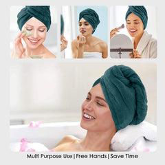 HOUSSE Microfibre Head Towels | 450 GSM High Absorbent Hair Wrap with Adjustable Buttons for Girls | Super Soft & Quick Dry Wrap Towel for Hairs |